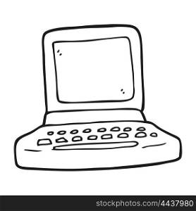 freehand drawn black and white cartoon old computer