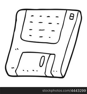 freehand drawn black and white cartoon old computer disk