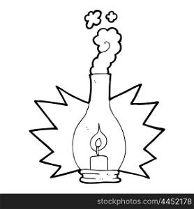 freehand drawn black and white cartoon old glass lantern