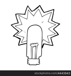 freehand drawn black and white cartoon old light bulb