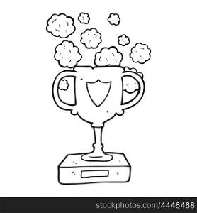 freehand drawn black and white cartoon old trophy