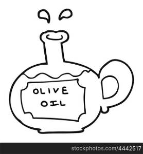 freehand drawn black and white cartoon olive oil
