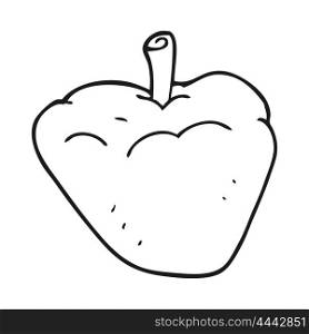 freehand drawn black and white cartoon organic apple