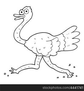 freehand drawn black and white cartoon ostrich