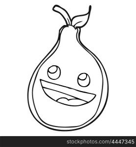 freehand drawn black and white cartoon pear