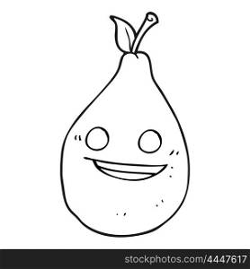freehand drawn black and white cartoon pear