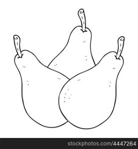 freehand drawn black and white cartoon pears