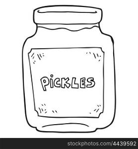 freehand drawn black and white cartoon pickle jar