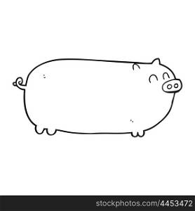 freehand drawn black and white cartoon pig
