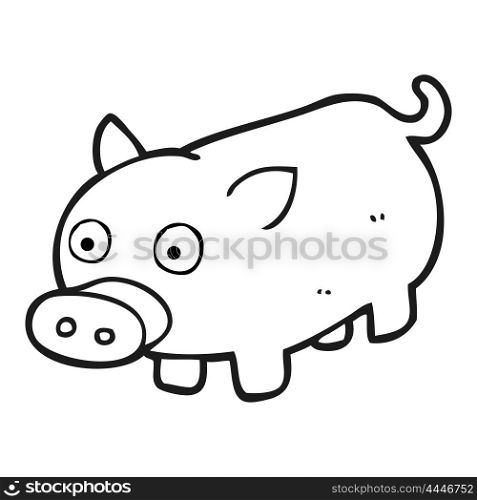 freehand drawn black and white cartoon piglet