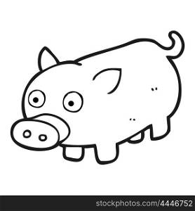 freehand drawn black and white cartoon piglet
