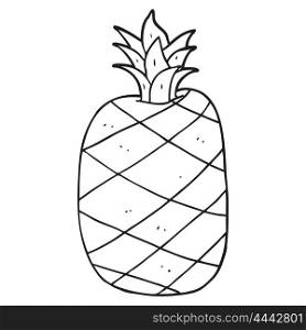 freehand drawn black and white cartoon pineapple