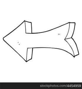 freehand drawn black and white cartoon pointing arrow