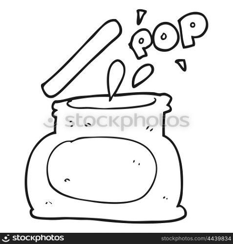 freehand drawn black and white cartoon popping jar