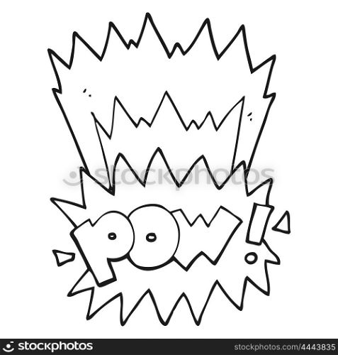 freehand drawn black and white cartoon pow symbol