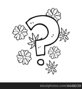 freehand drawn black and white cartoon question mark
