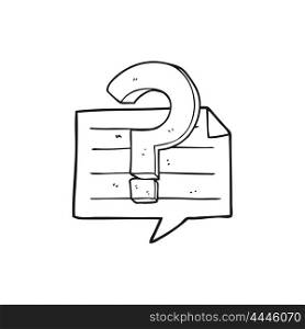 freehand drawn black and white cartoon question mark speech bubble
