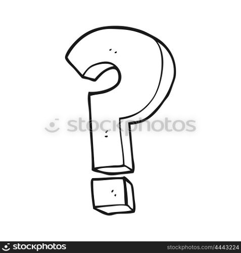 freehand drawn black and white cartoon question mark symbol