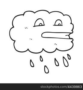 freehand drawn black and white cartoon rain cloud