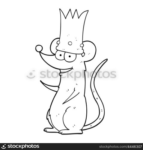 freehand drawn black and white cartoon rat king