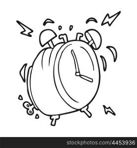 freehand drawn black and white cartoon ringing alarm clock