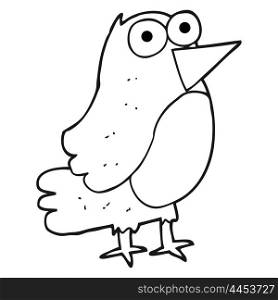 freehand drawn black and white cartoon robin