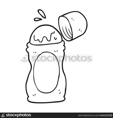 freehand drawn black and white cartoon roll on deodorant
