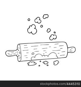 freehand drawn black and white cartoon rolling pin