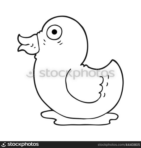 freehand drawn black and white cartoon rubber duck