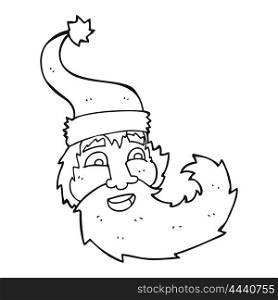 freehand drawn black and white cartoon santa claus laughing