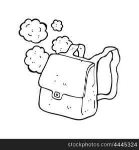 freehand drawn black and white cartoon satchel