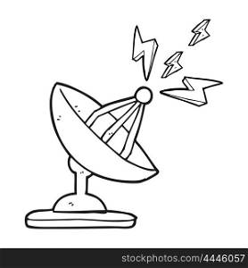 freehand drawn black and white cartoon satellite dish
