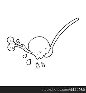 freehand drawn black and white cartoon scoop of icecream