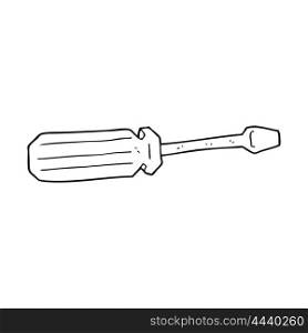 freehand drawn black and white cartoon screwdriver