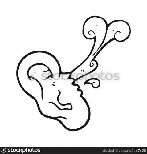 freehand drawn black and white cartoon severed ear