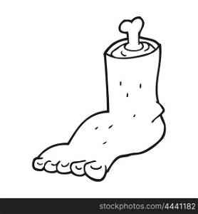 freehand drawn black and white cartoon severed foot