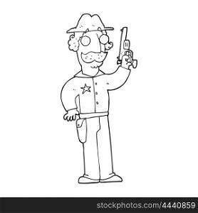freehand drawn black and white cartoon sheriff