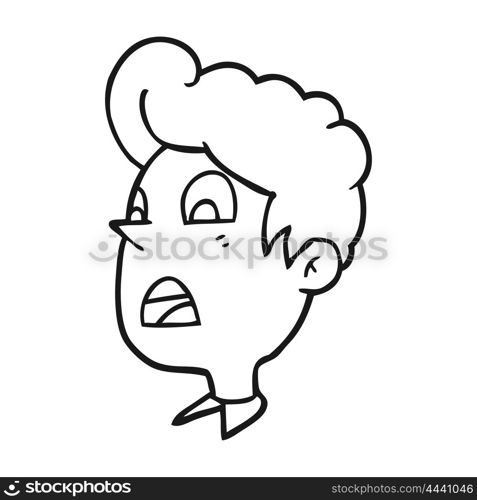 freehand drawn black and white cartoon shocked man