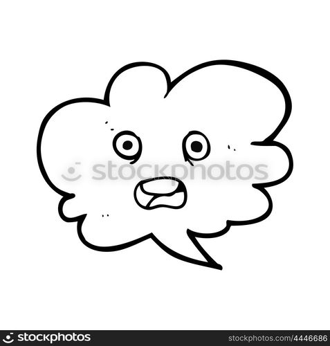 freehand drawn black and white cartoon shocked speech bubble