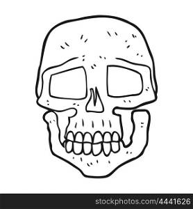 freehand drawn black and white cartoon skull