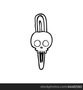 freehand drawn black and white cartoon skull hairclip