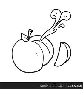 freehand drawn black and white cartoon sliced apple