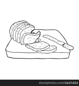 freehand drawn black and white cartoon sliced bread