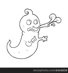 freehand drawn black and white cartoon slimy ghost