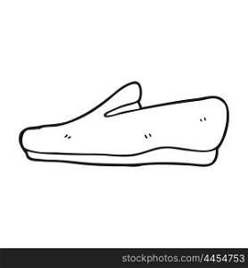 freehand drawn black and white cartoon slipper