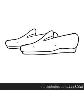 freehand drawn black and white cartoon slippers
