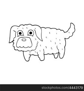 freehand drawn black and white cartoon small dog