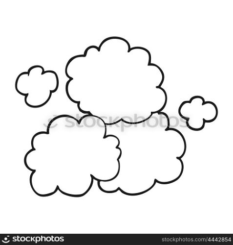 freehand drawn black and white cartoon smoke cloud