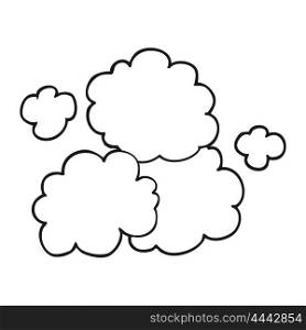 freehand drawn black and white cartoon smoke cloud