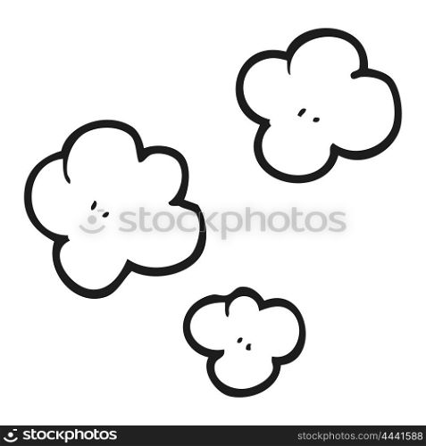 freehand drawn black and white cartoon smoke cloud symbol